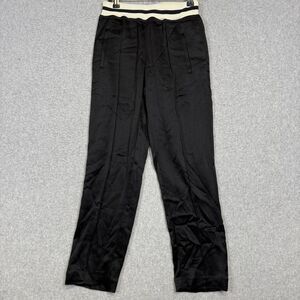 Anthropologie Little Moon Women's Small Black Ankle Faux Leather Pants Trousers